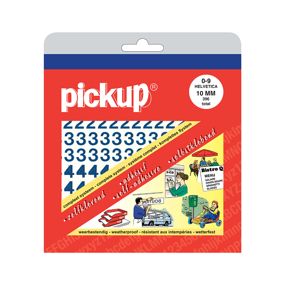 Pickup plakcijfers boekje Helvetica blauw - 10 mm - uitlopend artikel