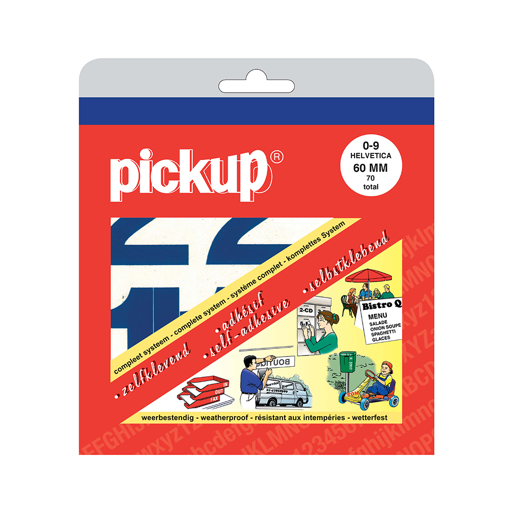 Pickup plakcijfers boekje Helvetica blauw - 60 mm - uitlopend artikel