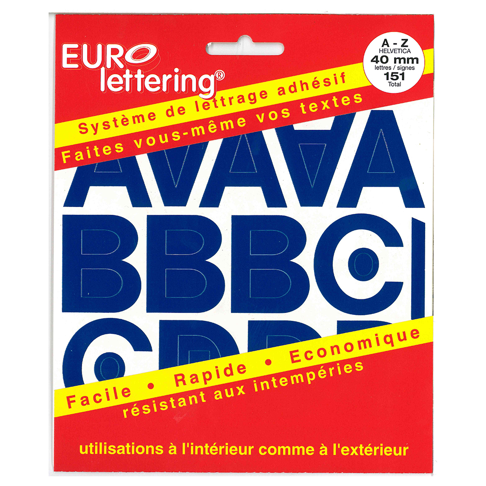 Pickup Helvetica blauw Eurolettering plaklettersboekje - 40 mm letters
