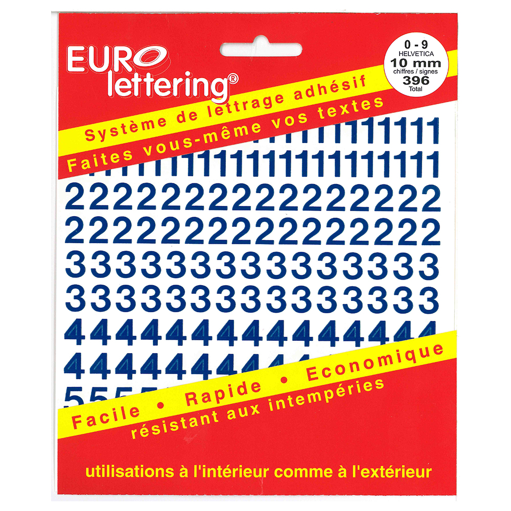 Pickup Helvetica blauw Eurolettering plakcijfersboekje - 10 mm cijfers