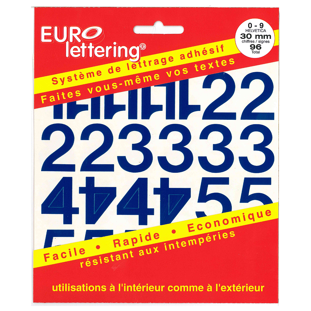 Pickup Helvetica blauw Eurolettering plakcijfersboekje - 30 mm cijfers