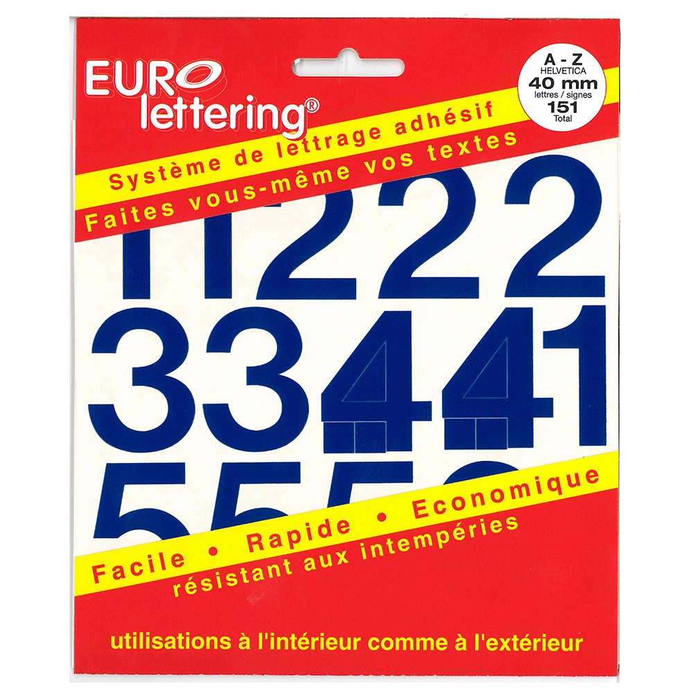 Pickup Helvetica blauw Eurolettering plakcijfersboekje - 40 mm cijfers