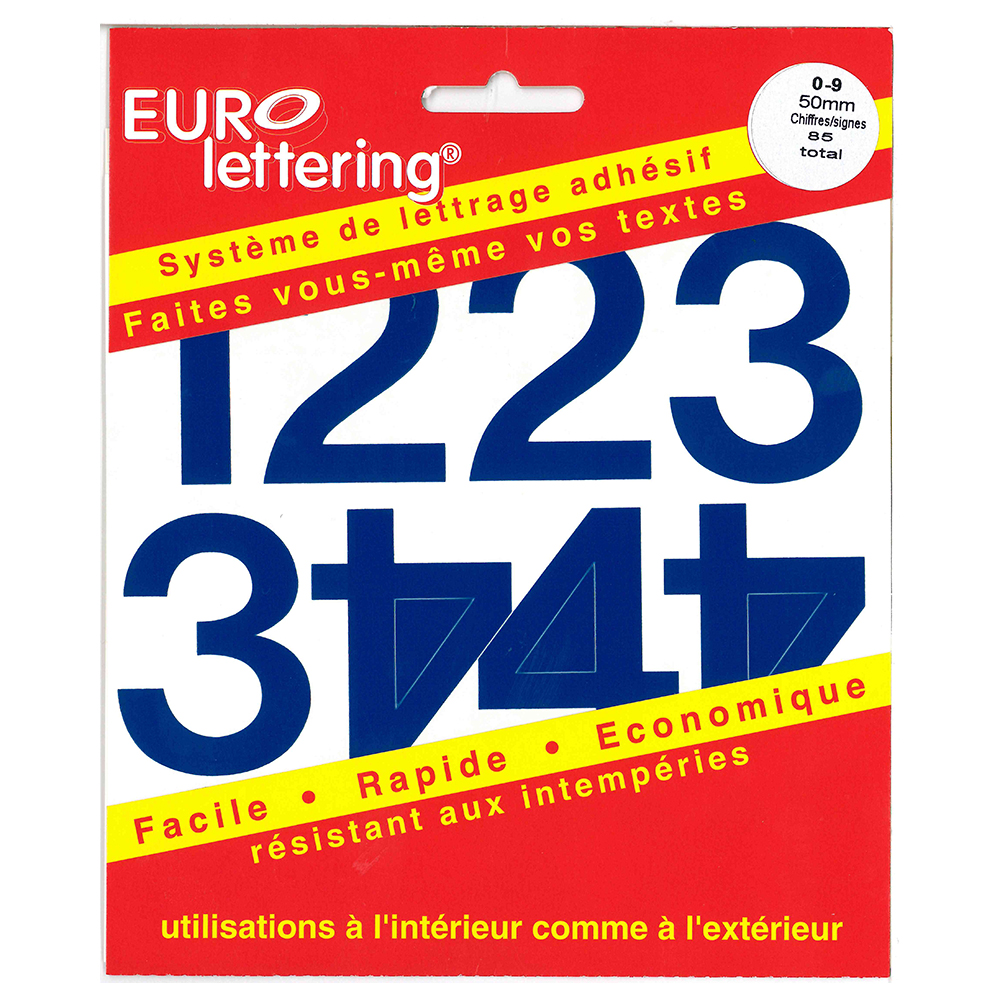 Pickup Helvetica blauw Eurolettering plakcijfersboekje - 50 mm cijfers