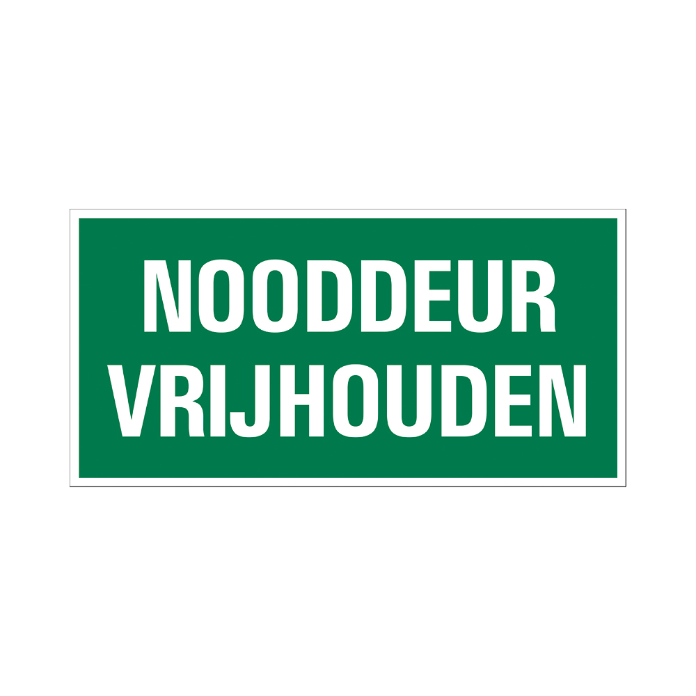 Pickup Vluchtweg - Nooddeur vrijlaten - conform NEN-EN-ISO 7010 bord 30x15 cm