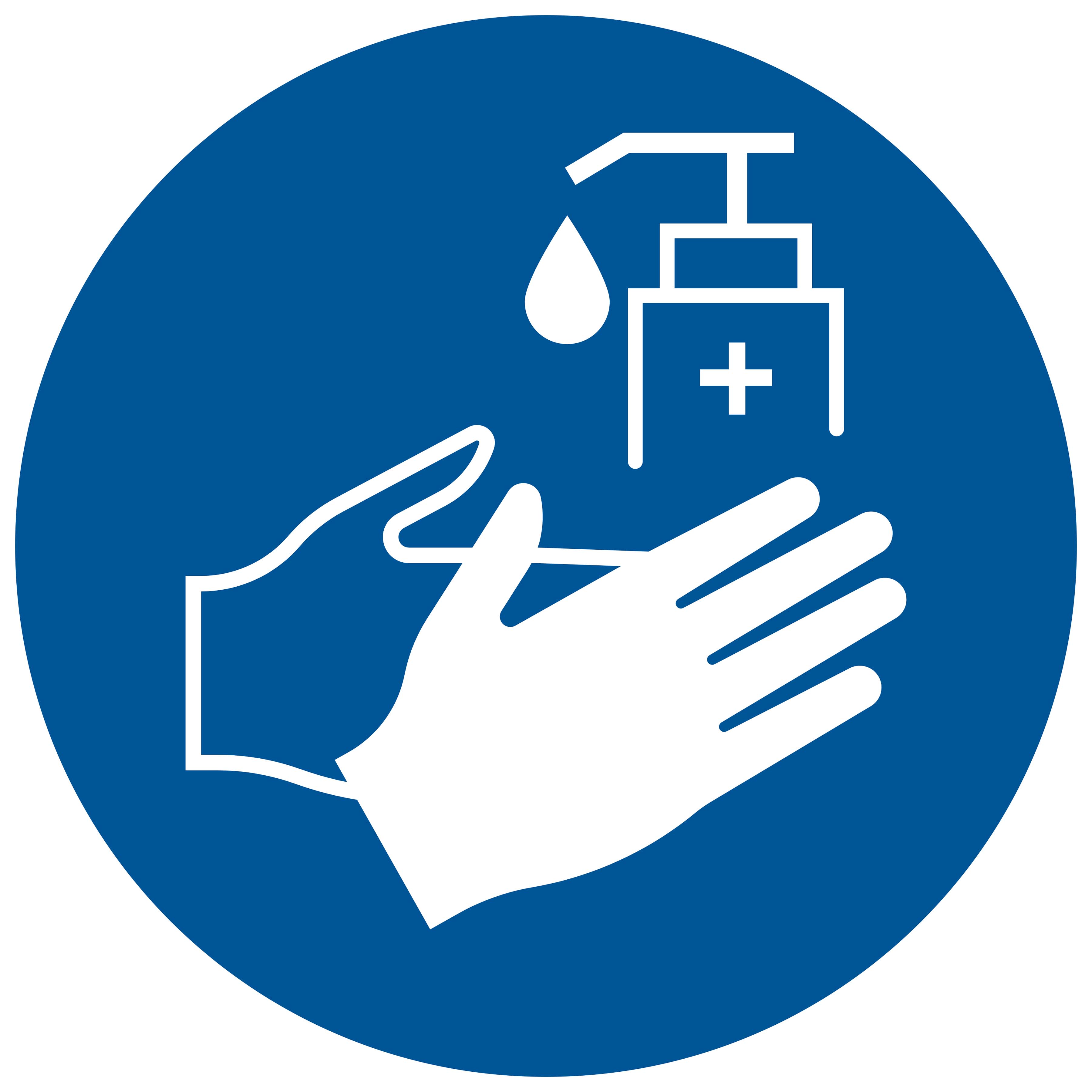 Pickup bord Handen desinfecteren verplicht - Disinfect hands required -Désinfection des mains requise - Hände desinfizieren erforderlich- social distance  