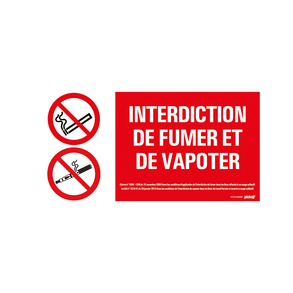 Pickup bord panneau 30x15 cm - Interdiction de fumer et de vapoter