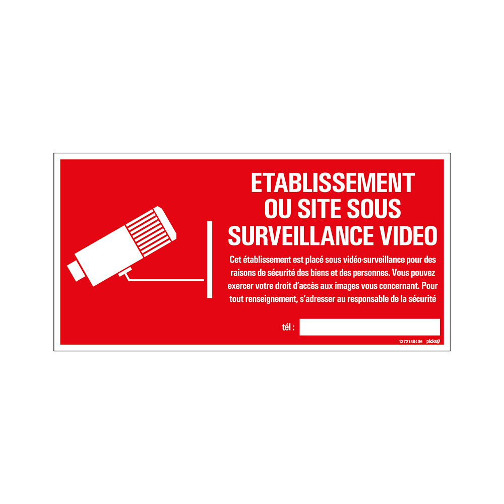 Pickup bord panneau 30x15 cm - Site sous surveillance video