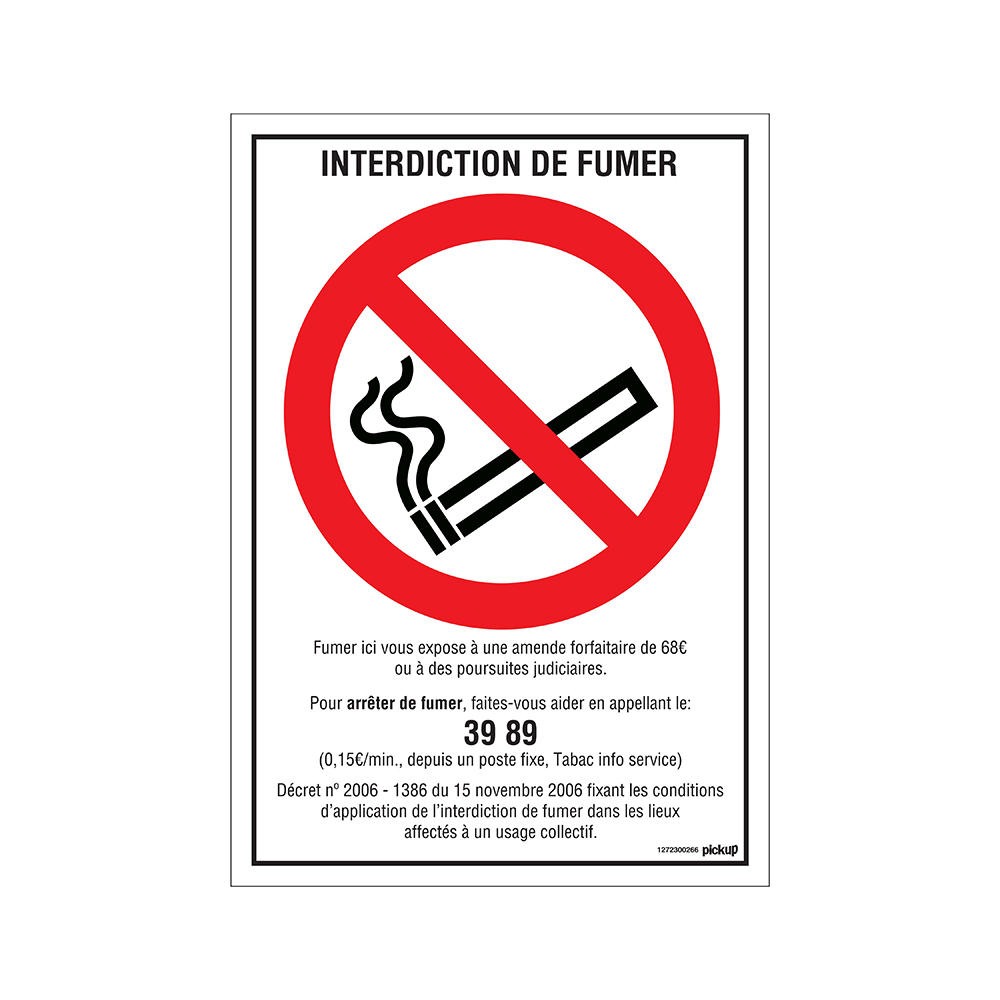 Pickup bord panneau 23x33 cm Combi - Interdiction de fumer avec décret