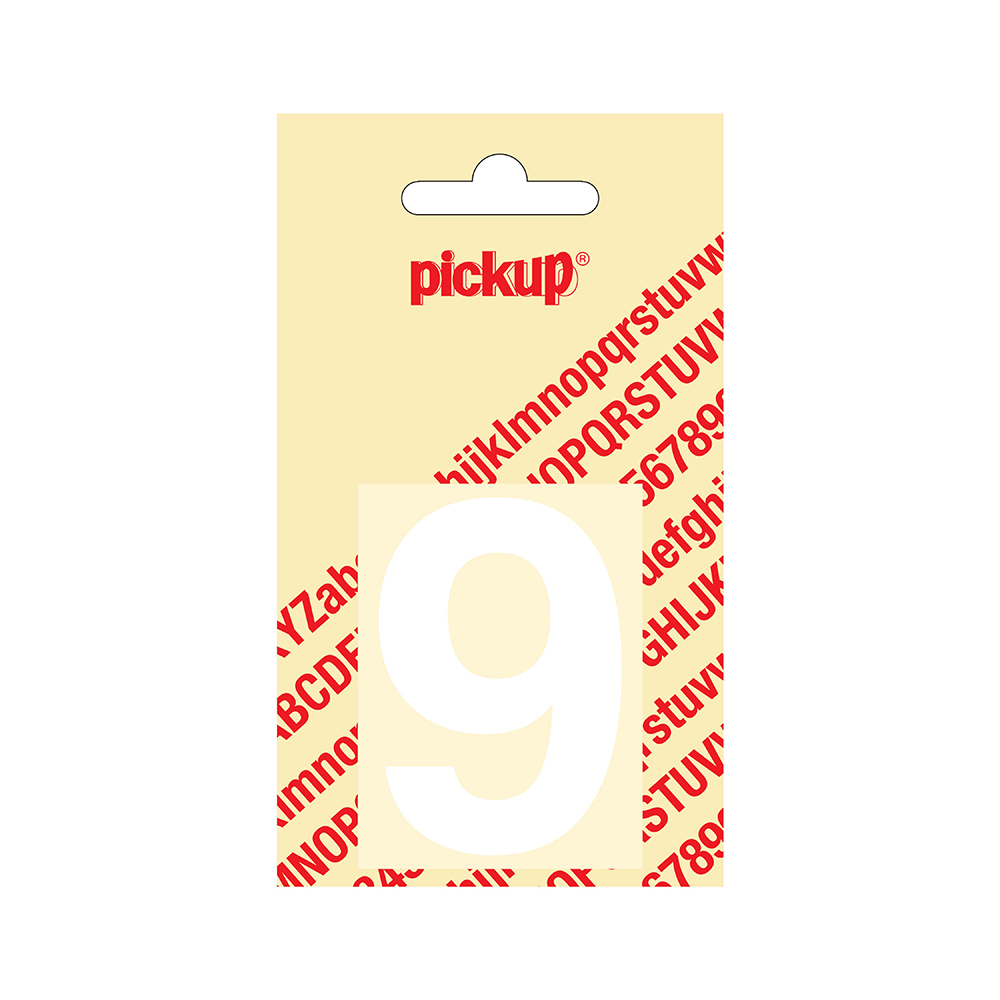 Pickup plakcijfer Helvetica 60 mm - wit 9