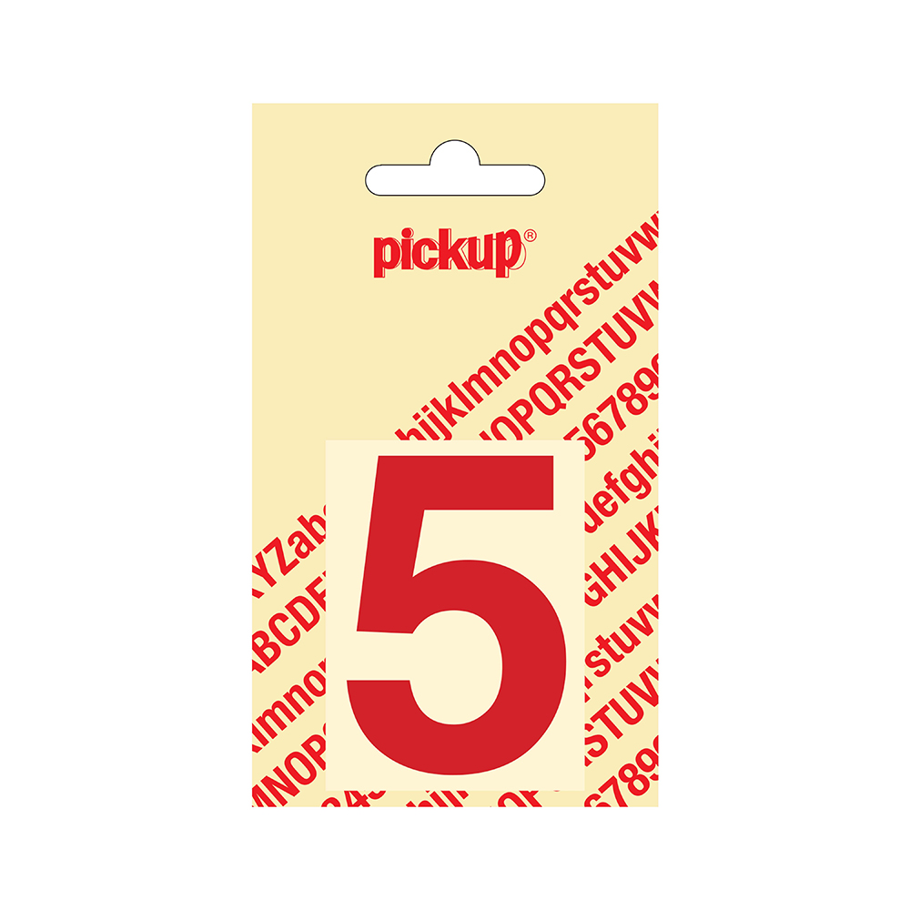 Pickup plakcijfer Helvetica 60 mm - rood 5