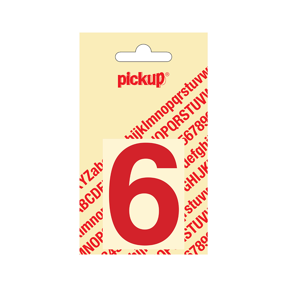 Pickup plakcijfer Helvetica 60 mm - rood 6