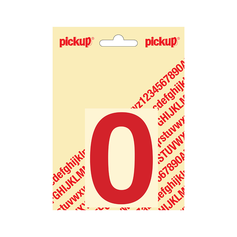 Pickup plakcijfer Helvetica 80 mm - rood 0