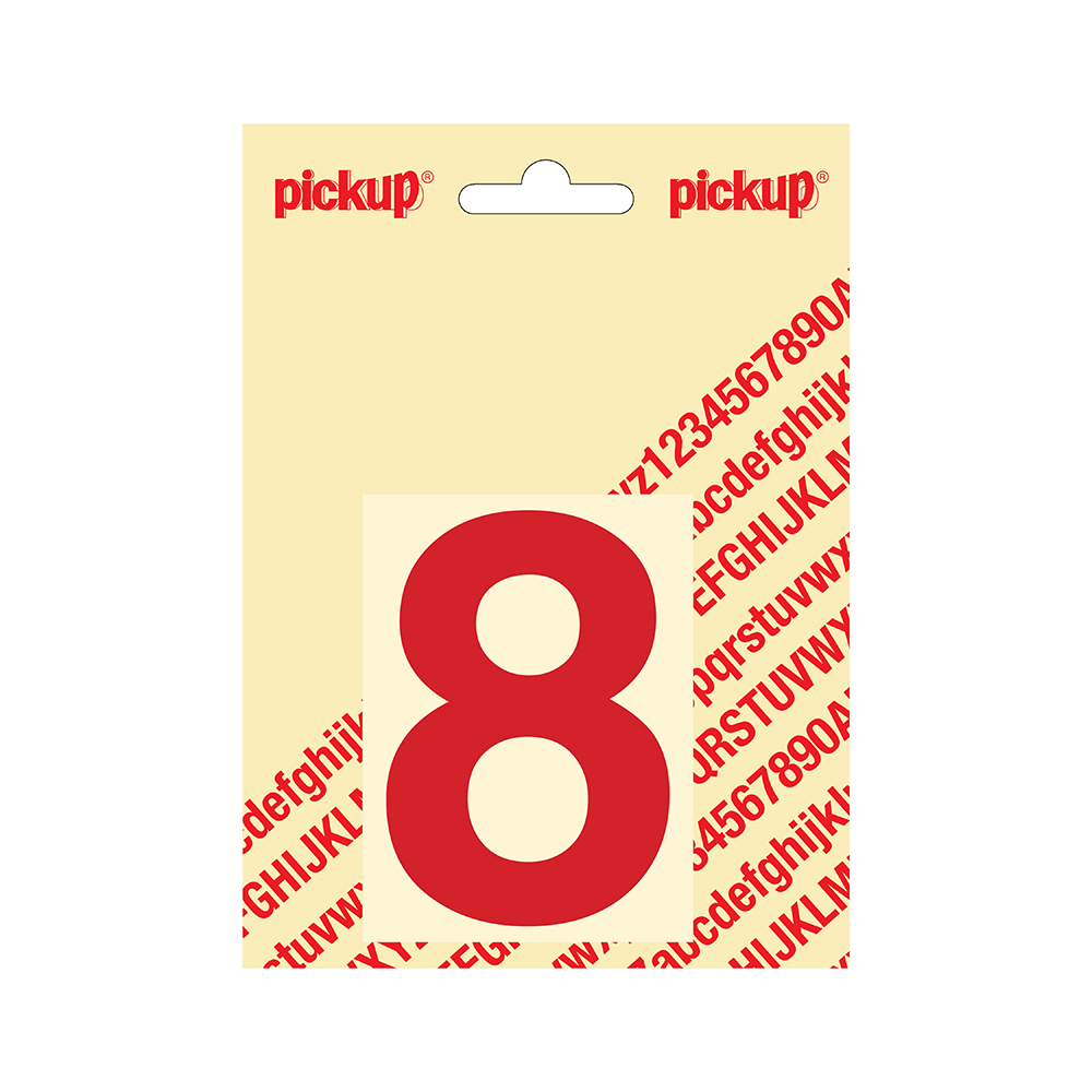 Pickup plakcijfer Helvetica 80 mm - rood 8