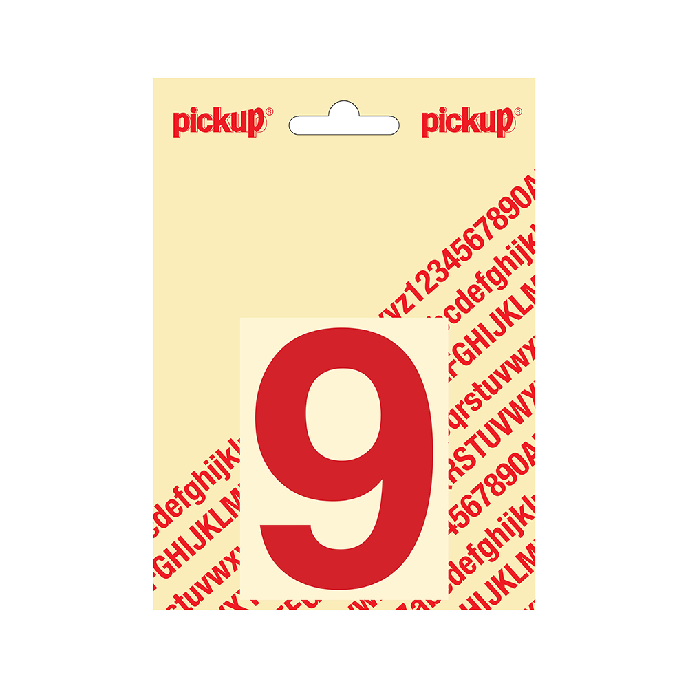 Pickup plakcijfer Helvetica 80 mm - rood 9