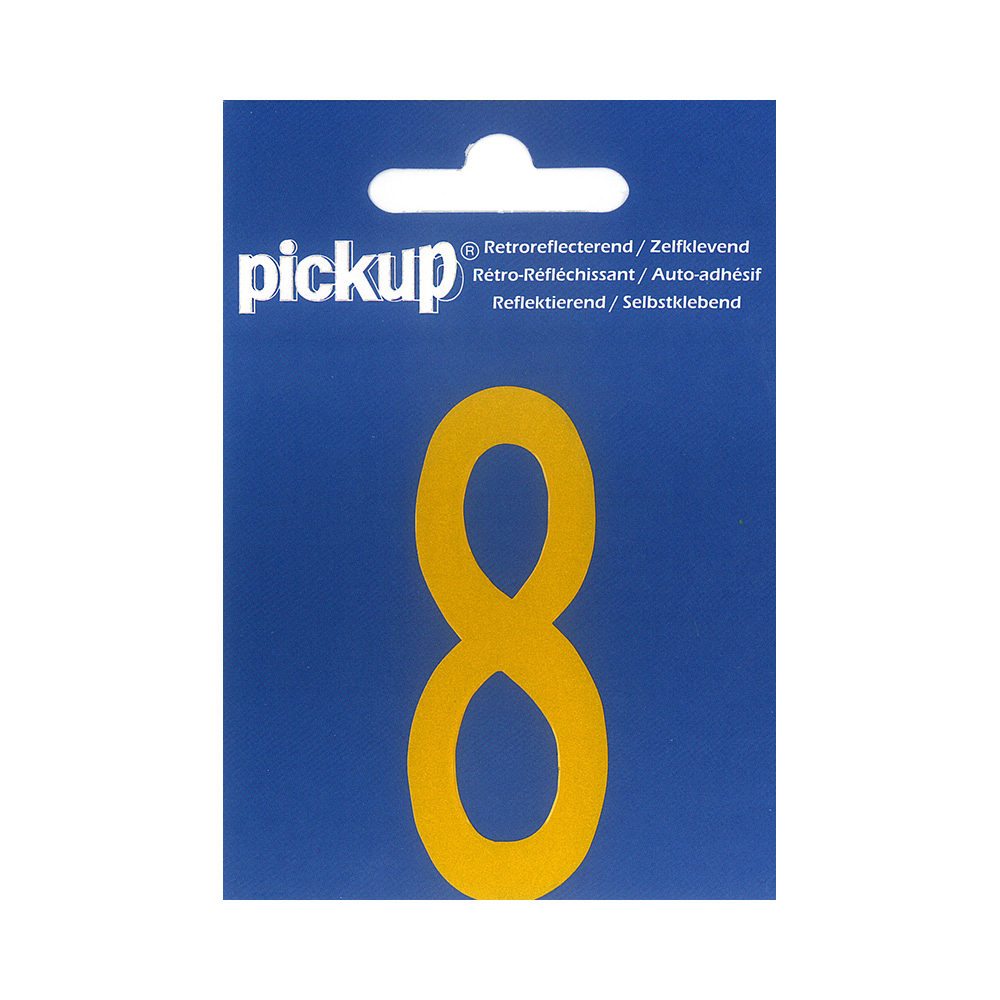 Pickup plakcijfer reflecterend geel - 70 mm 8