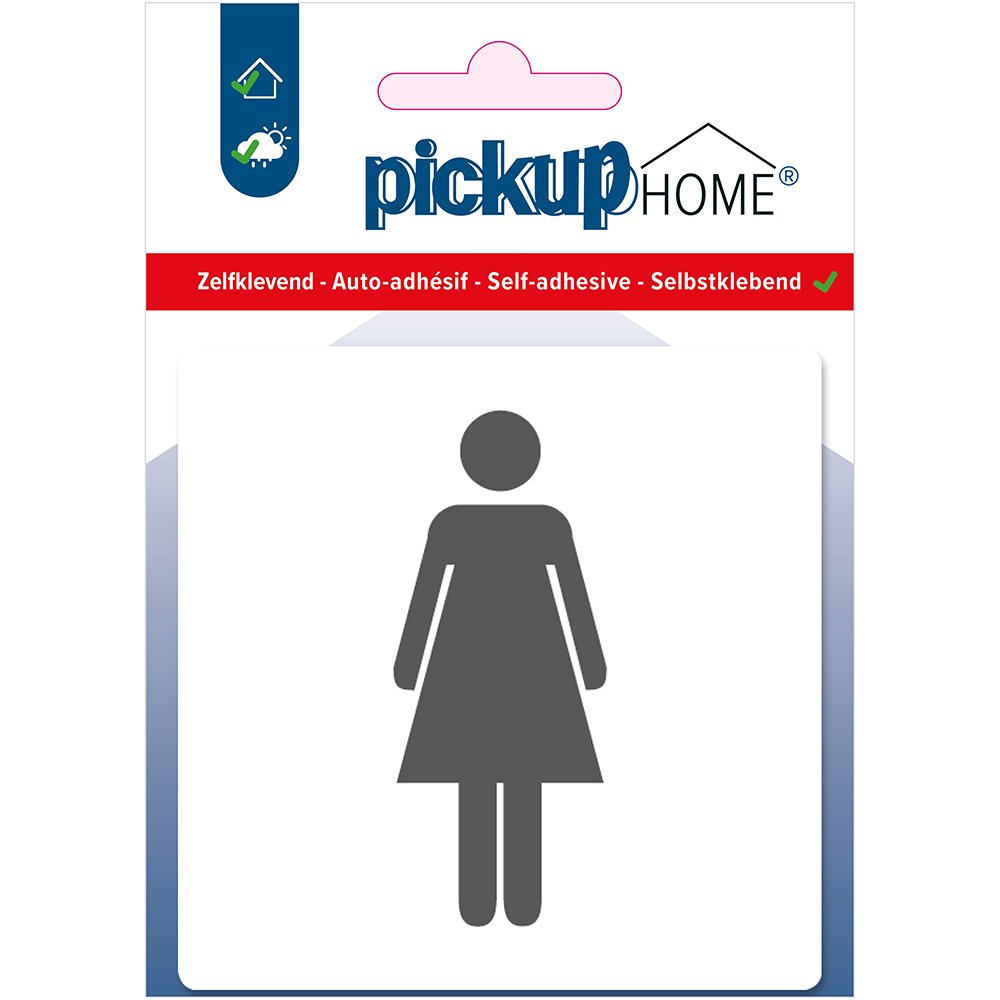 Pickup Dames wit - 90x90 mm Pictogram Route Acryl
