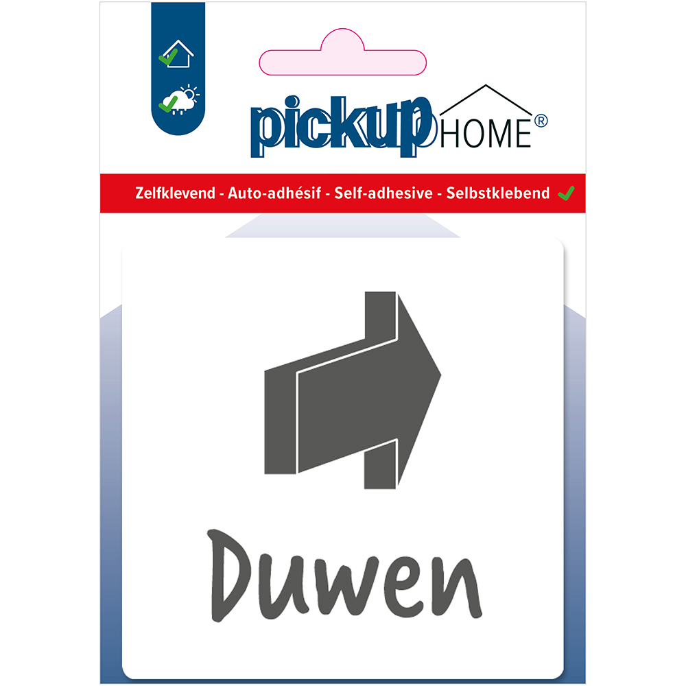Pickup Duwen wit - 90x90 mm Pictogram Route Acryl