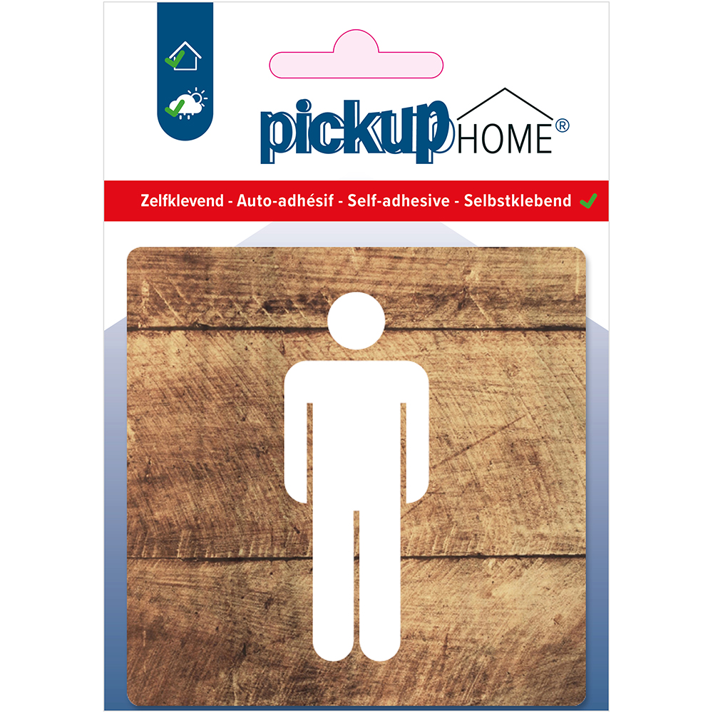 Pickup Heren hout - 90x90 mm Pictogram Route Acryl