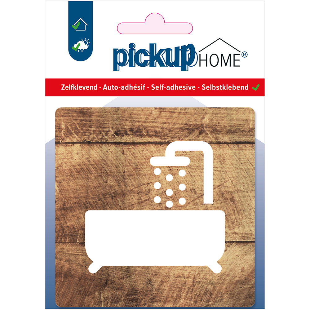 Pickup Badkamer hout - 90x90 mm Pictogram Route Acryl