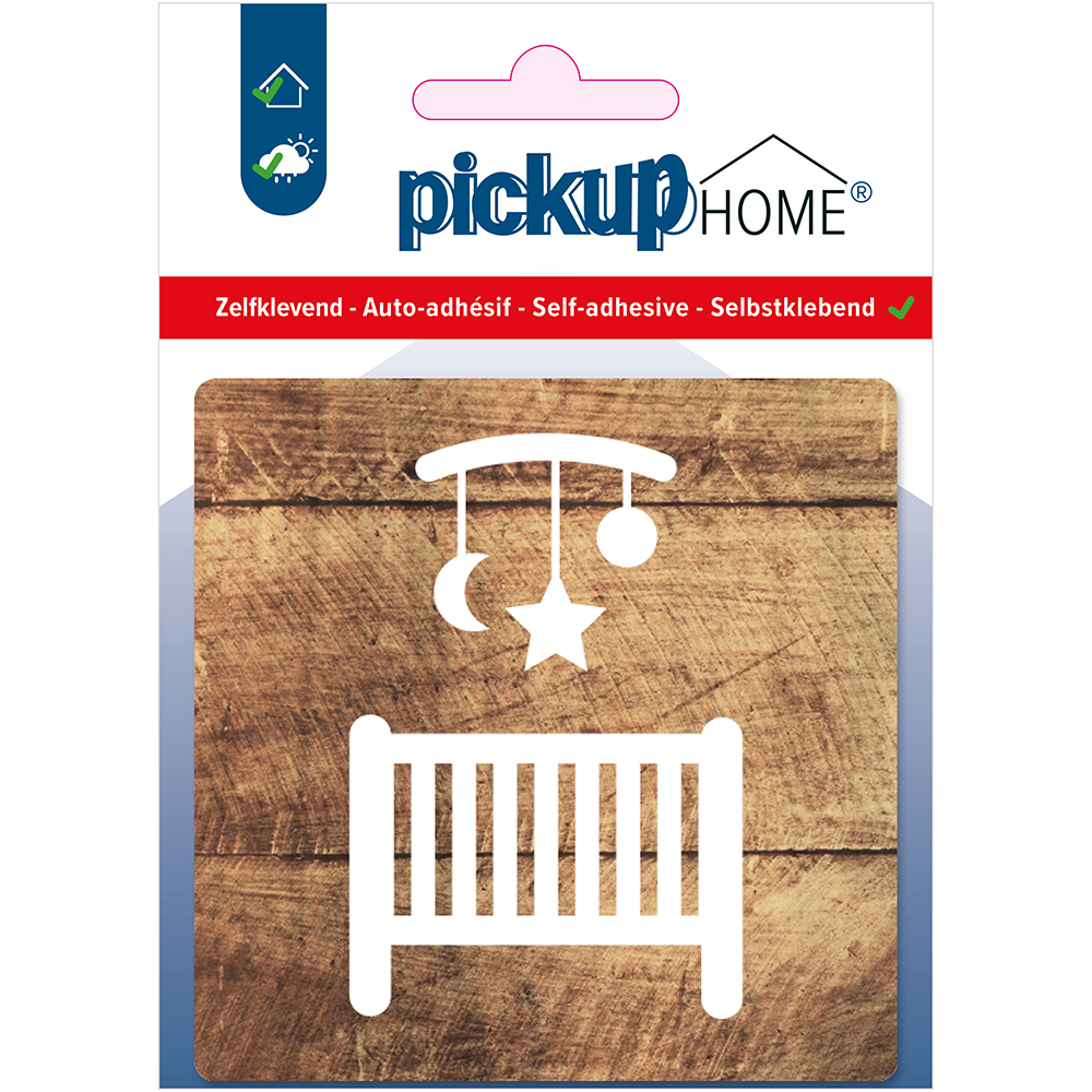 Pickup Babykamer hout - 90x90 mm Pictogram Route Acryl