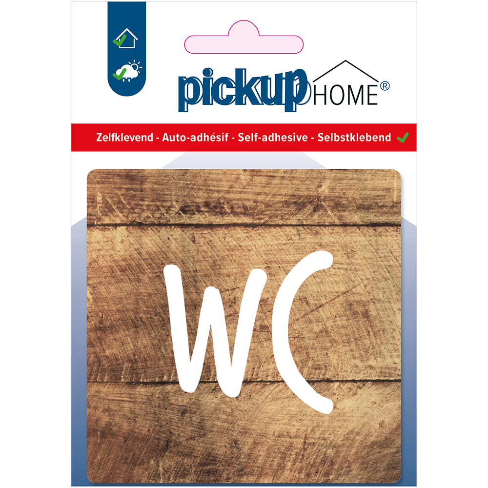 Pickup WC hout - 90x90 mm Pictogram Route Acryl