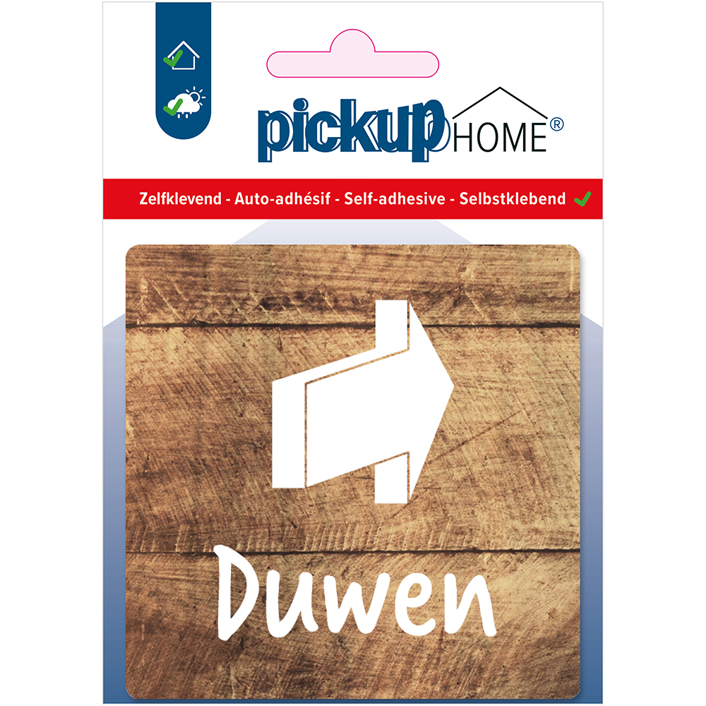 Pickup Duwen hout - 90x90 mm Pictogram Route Acryl