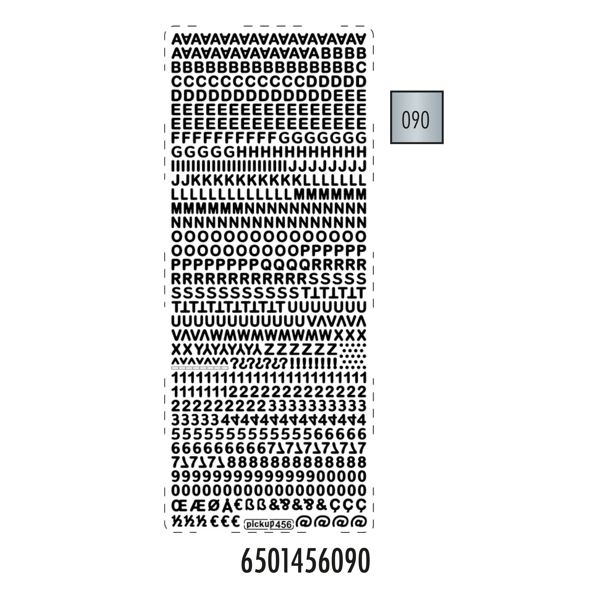 Pickup hobbysticker 2 stuks per verpakking 456 alfabet en cijfers Buchstaben Ziffern Farbe Silber Kleur Zilver