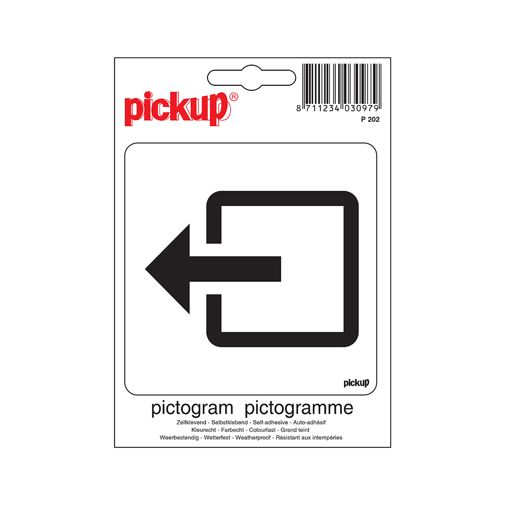 Pickup Pictogram 10x10 cm - Normale uitgang zwart wit