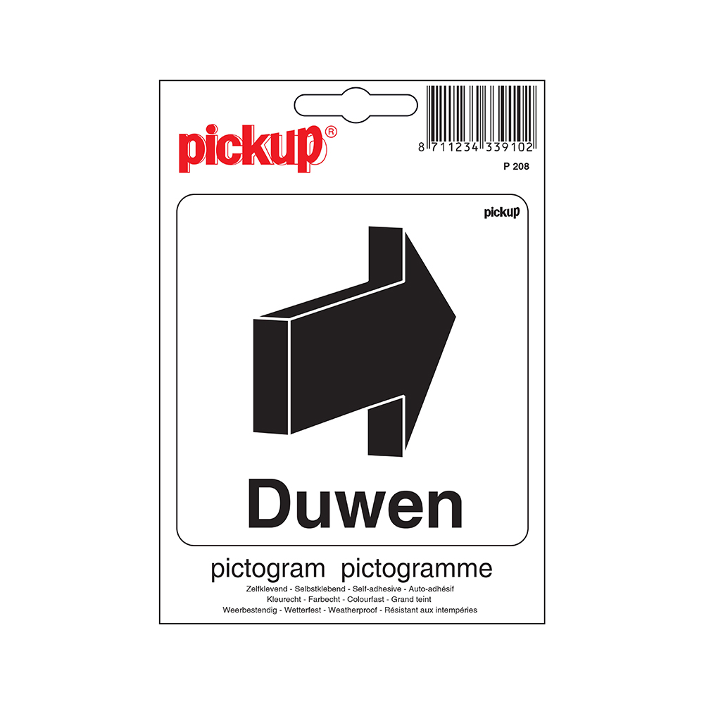 Pickup Pictogram 10x10 cm - duwen tekst met pijl
