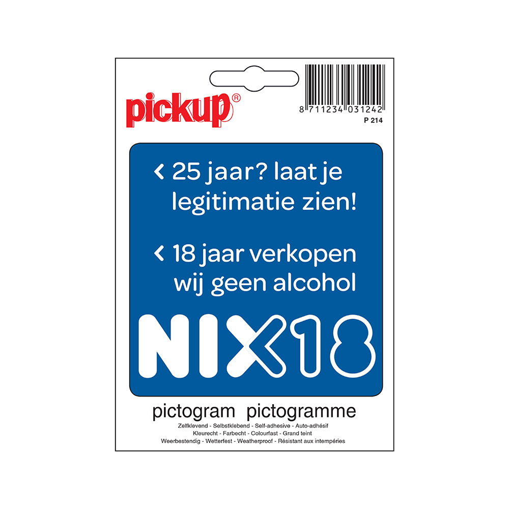 Pickup Pictogram 10x10 cm - Nix18 <25 legitimatie <18 geen alcohol