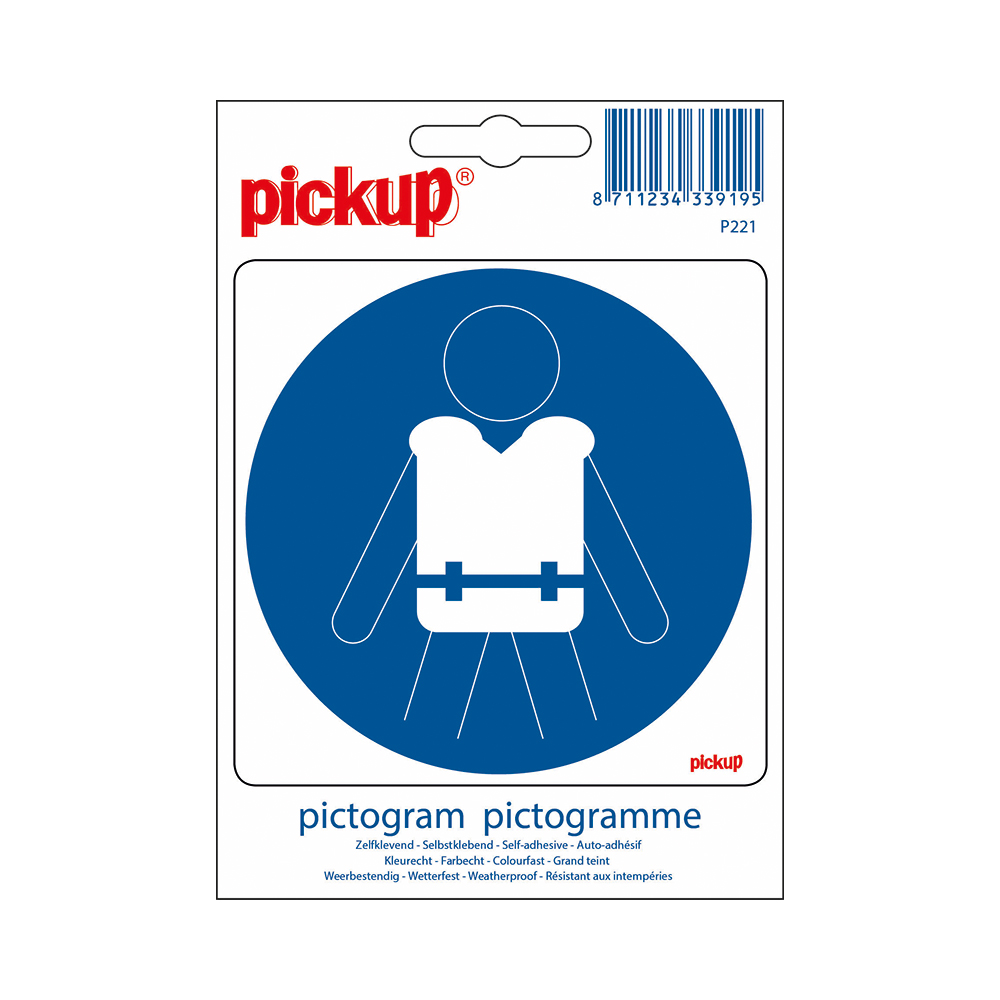 Pickup Pictogram 10x10 cm - Reddingsvest verplicht