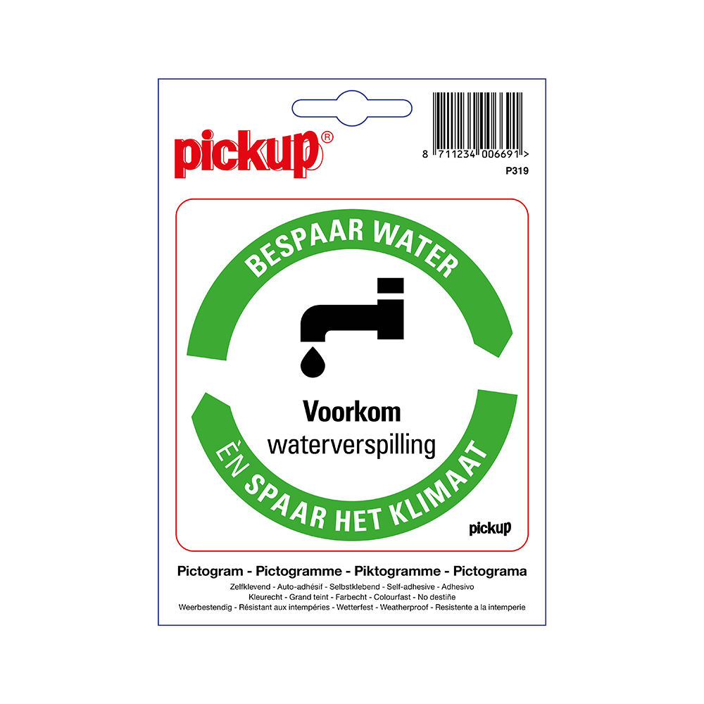 Pickup sticker Bespaar Energie spaar het klimaat: Bespaar water - 10x10 cm 