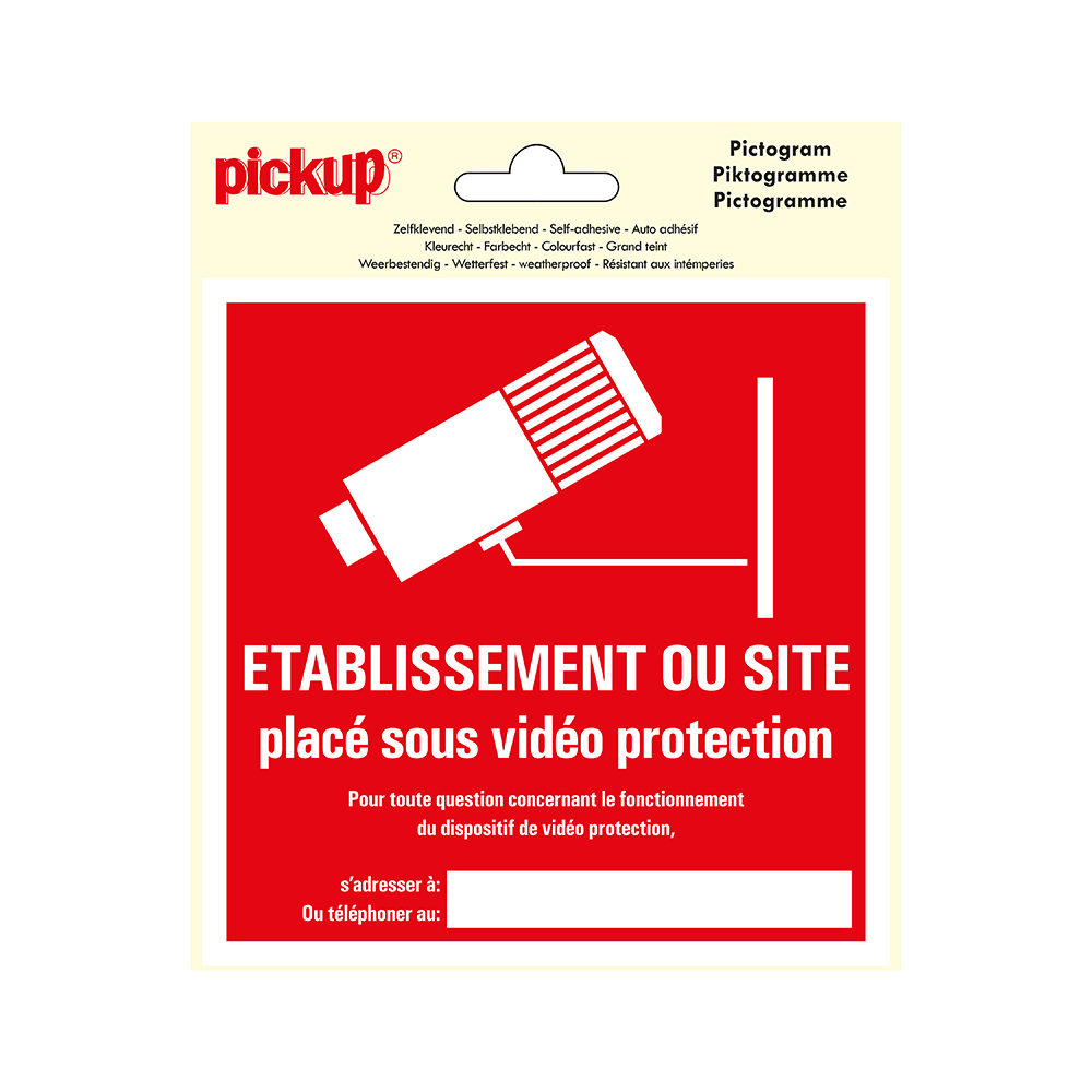 Pickup Pictogram 15x15 cm - Site sous videoprotection