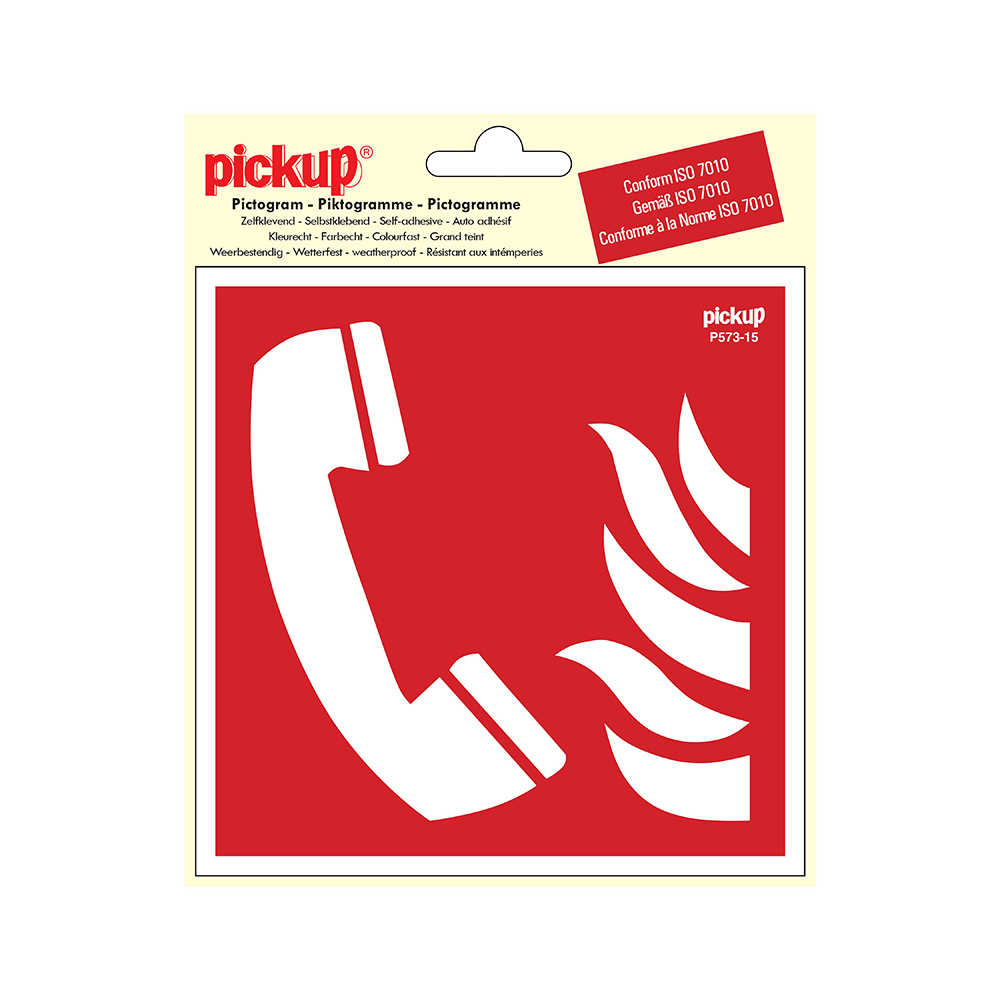 Pickup Pictogram 15x15 cm - Telefoon voor brandalarm - conform ISO 7010