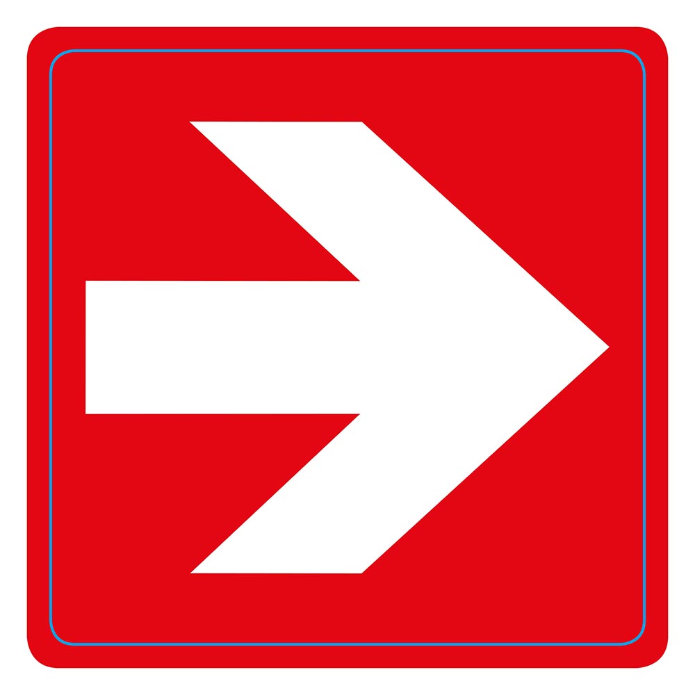 Pickup pictogram zelfklevend 7,5x7,5 cm Witte pijl op rood