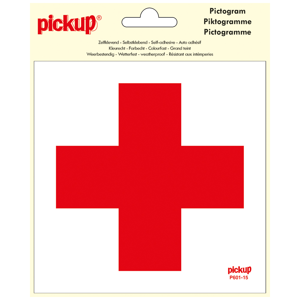 Pickup pictogram Aufkleber 15 x 15 cm Kreuz rot