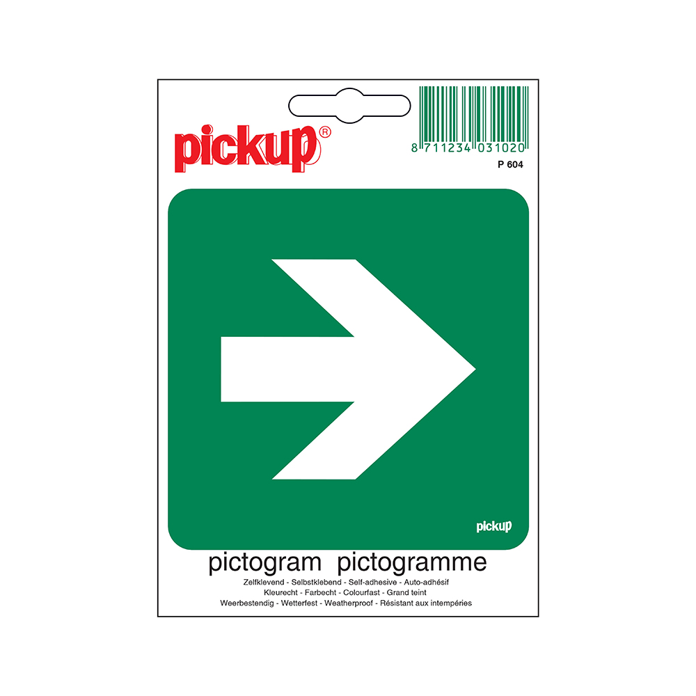 Pickup Pictogram 10x10 cm - Vluchtweg recht
