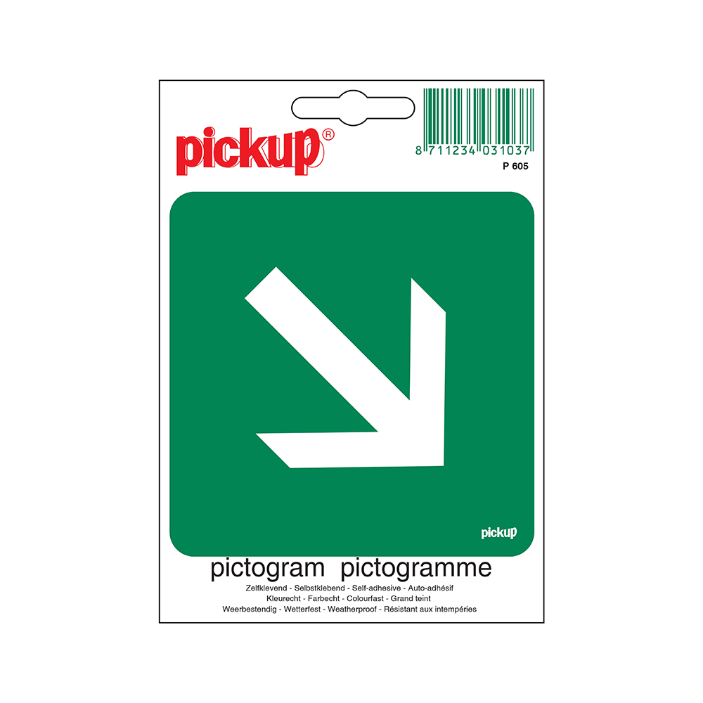 Pickup Pictogram 10x10 cm - vluchtweg schuin