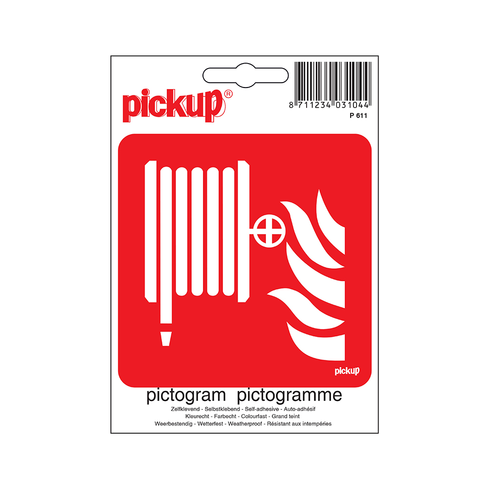 Pickup Pictogram 10x10 cm - Plaats blusmiddel - blusslang - brandslang