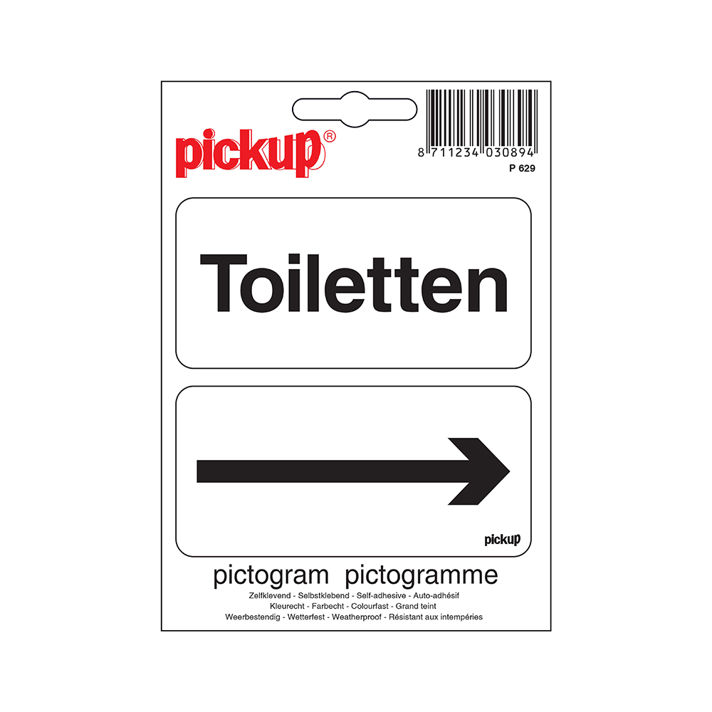 Pickup Pictogram 10x10 cm - Toiletten met pijl WC