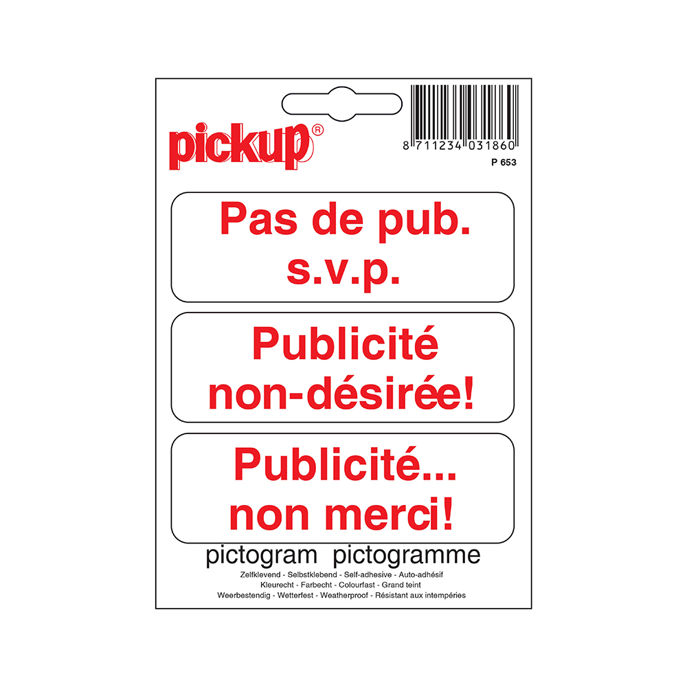 Pickup Pictogram 10x10 cm - Pas de pub s.v.p.