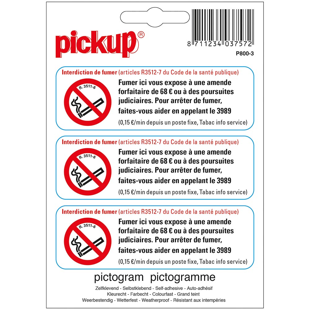 Pickup Pictogram 10x10 cm - Défense de fumer avec décret