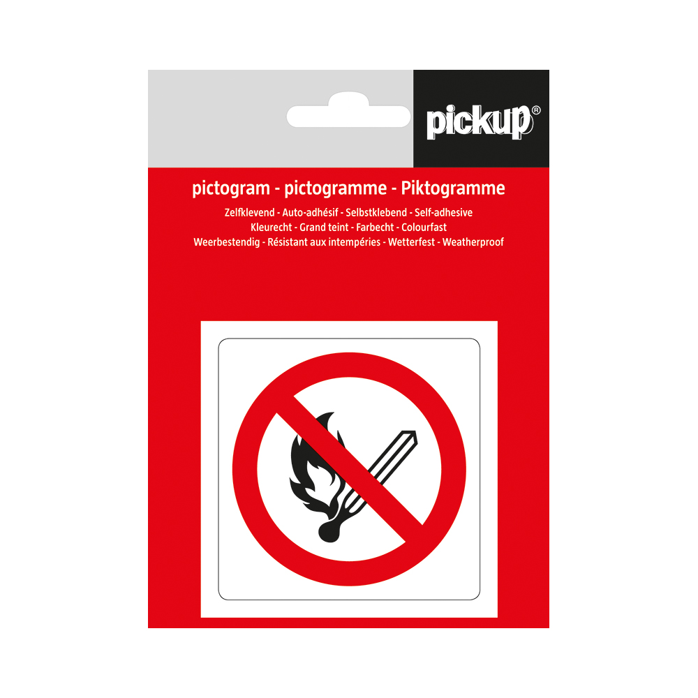 Pickup pictogram Aufkleber 7,5x7,5 cm Feuer und Rauchen verboten