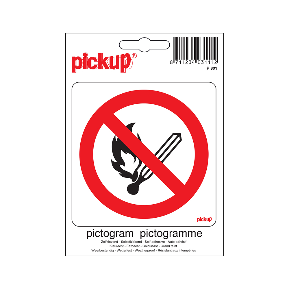 Pickup Pictogram 10x10 cm - Vuur open vlam Verboden