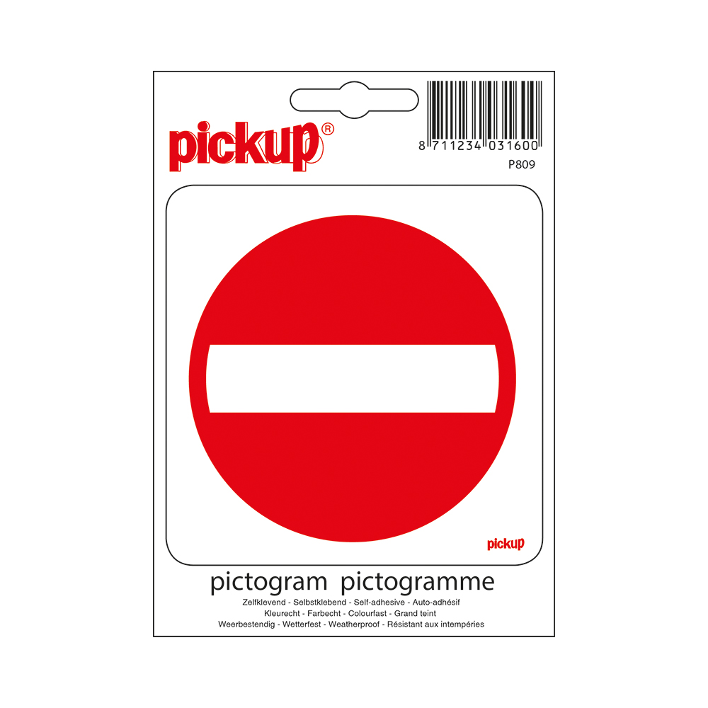 Pickup Pictogram alu rond diameter 15 cm - Verboden toegang inrijverbod