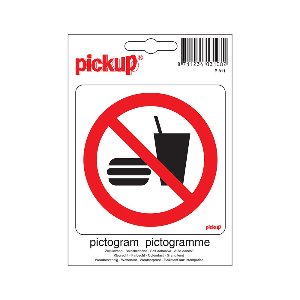 Pickup Pictogram 10x10 cm - Verboden voor consumpties