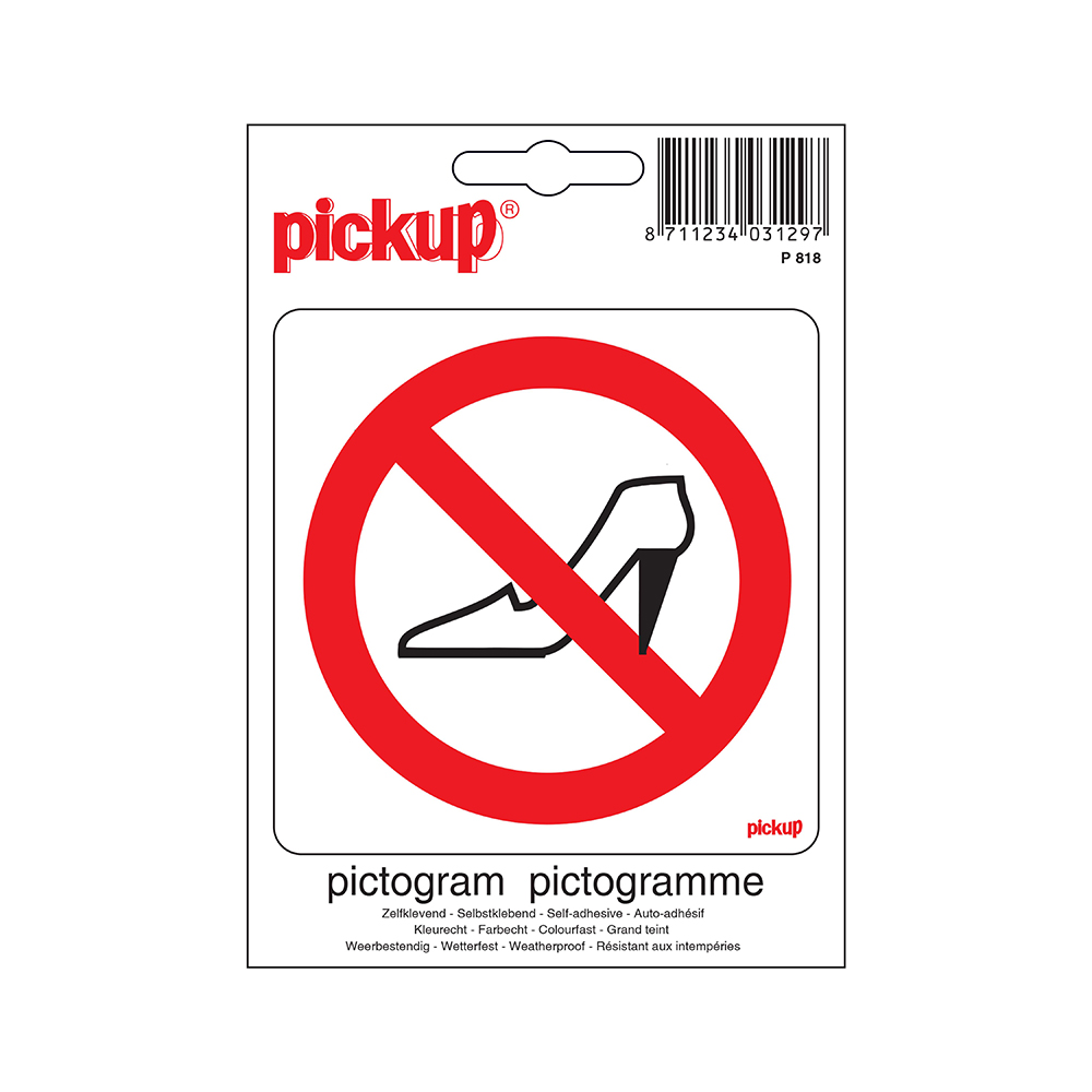 Pickup Pictogram 10x10 cm - Verboden voor naaldhakken