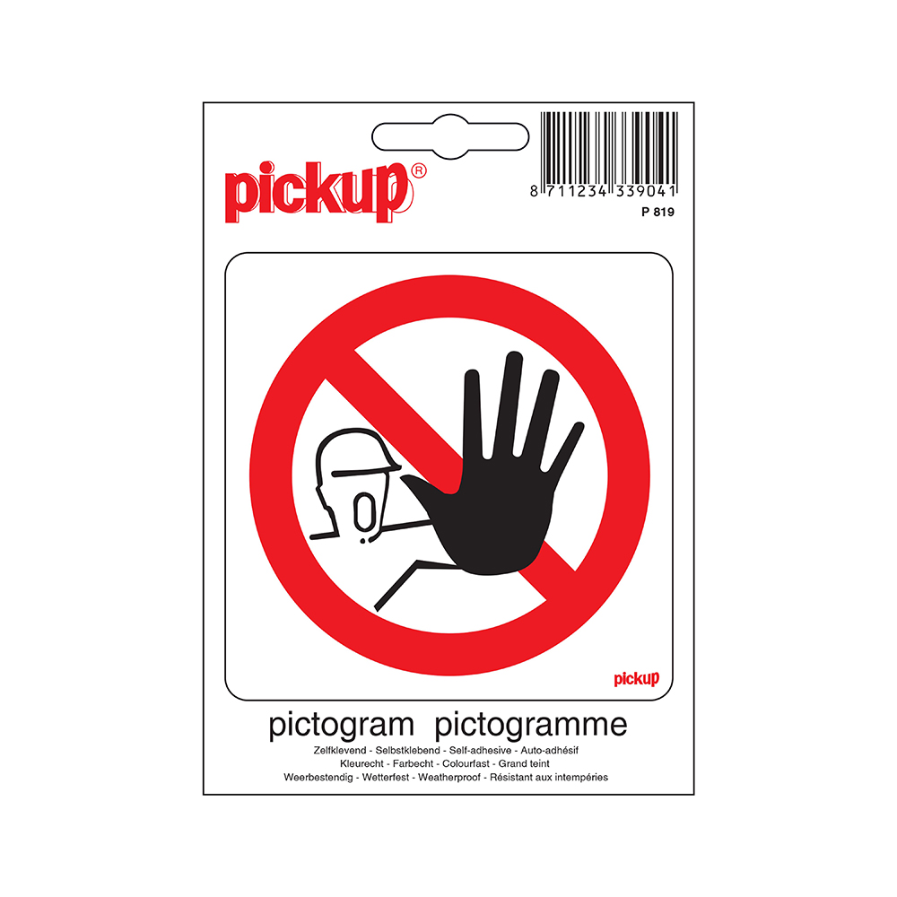 Pickup Pictogram 10x10 cm - Verboden voor onbevoegden
