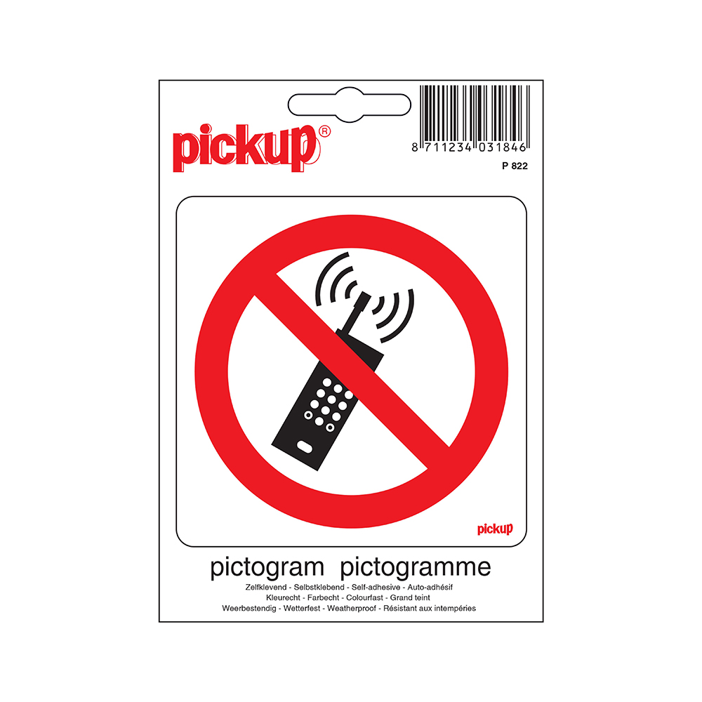 Pickup Pictogram 10x10 cm - Verboden voor moiele telefoons