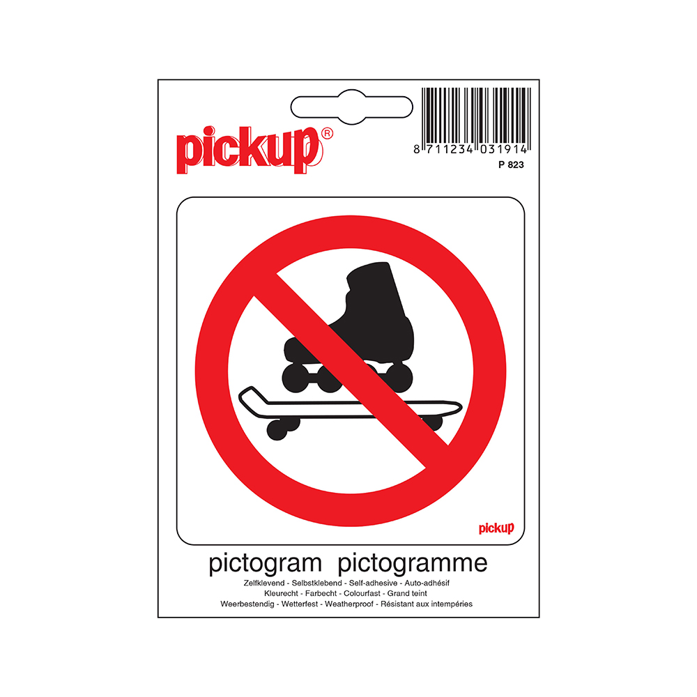 Pickup Pictogram 10x10 cm - Verboden voor rollerskates